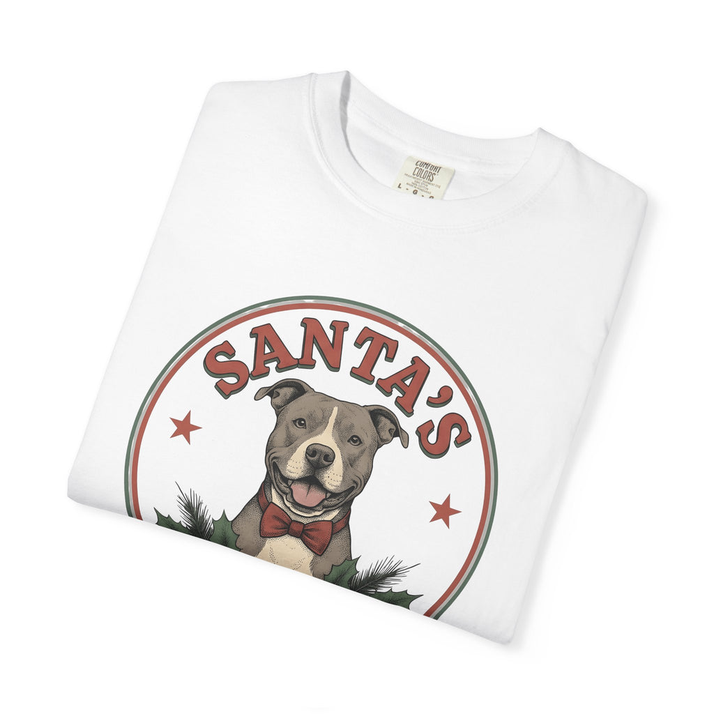 Pitbull Pet Shirt Dog Festive Gift Women Classic Tee Pibble T-Shirt Dog Fan Vintage Tshirt Holiday Graphic Doodle Pine Branches Tshirt