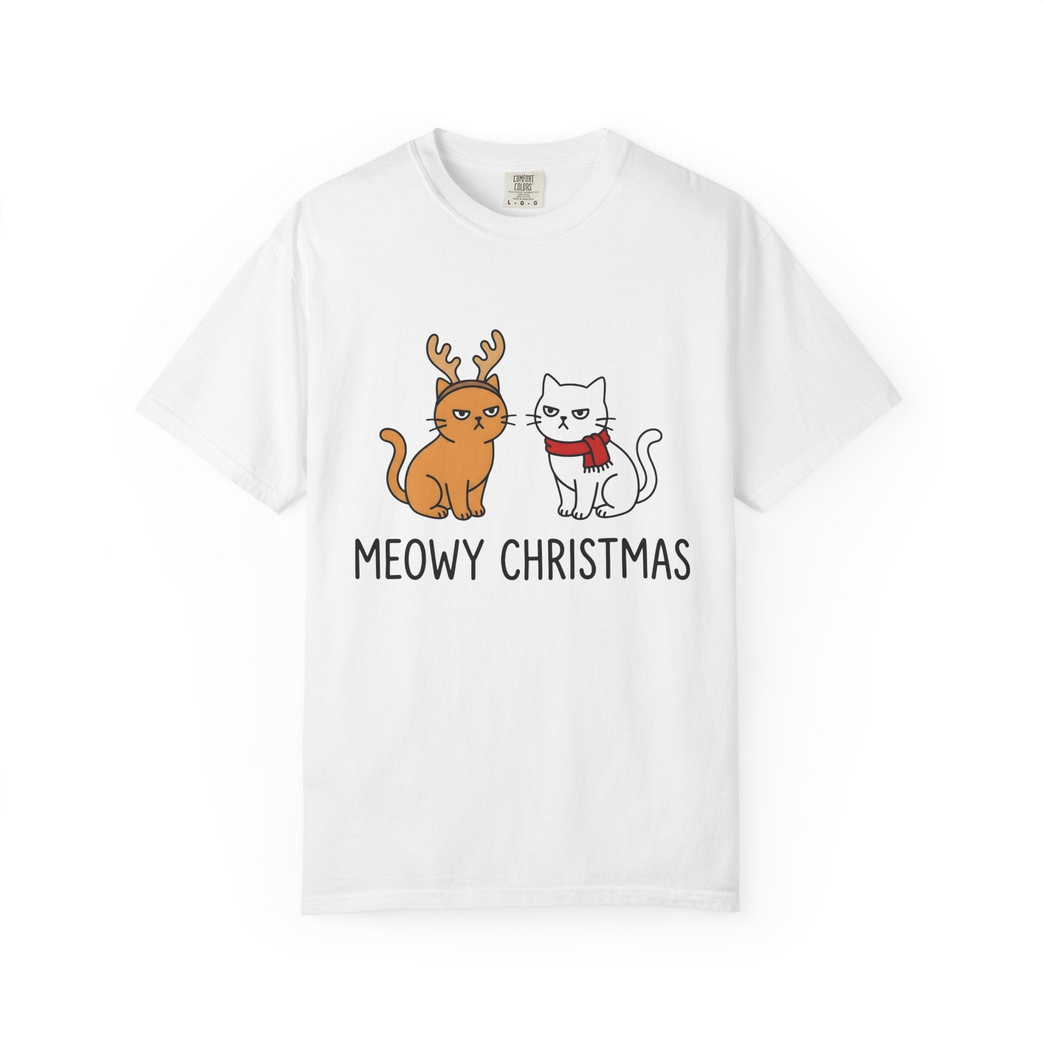 Cat Couple Shirt Christmas Animals Gift Women Comic Tee Kitty Couple T-Shirt Xmas Fan Feline Tshirt Cartoon Graphic Illustration Simple