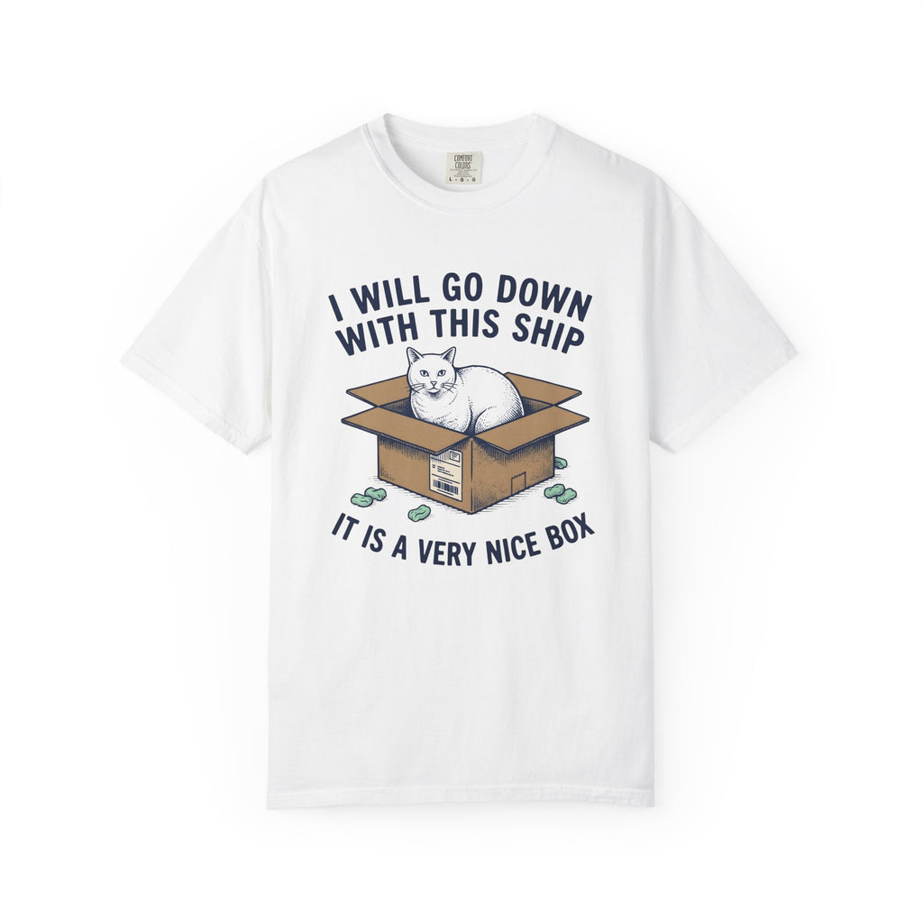 Feline Box Shirt Cat Satire Gift Women Doodle Tee Cat Box T-Shirt Cat Fan Cartoon Tshirt Parody Graphic Classic Cushioned Chips Tshirt