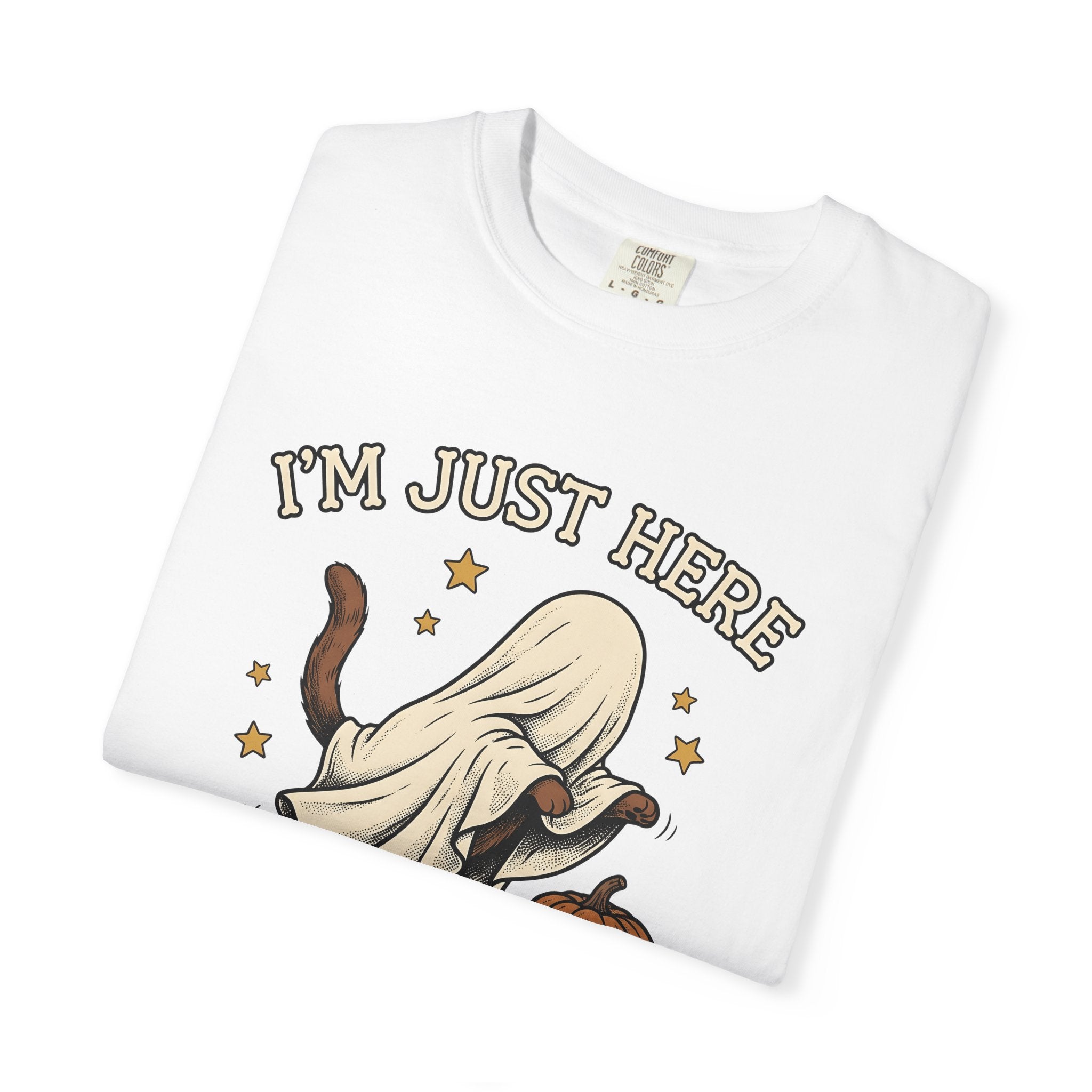 Cat Ghost Shirt Halloween Cat Gift Women Vintage Tee Specter T-Shirt Horror Fan Distressed Graphic Tshirt Retro Pumpkin Tshirt