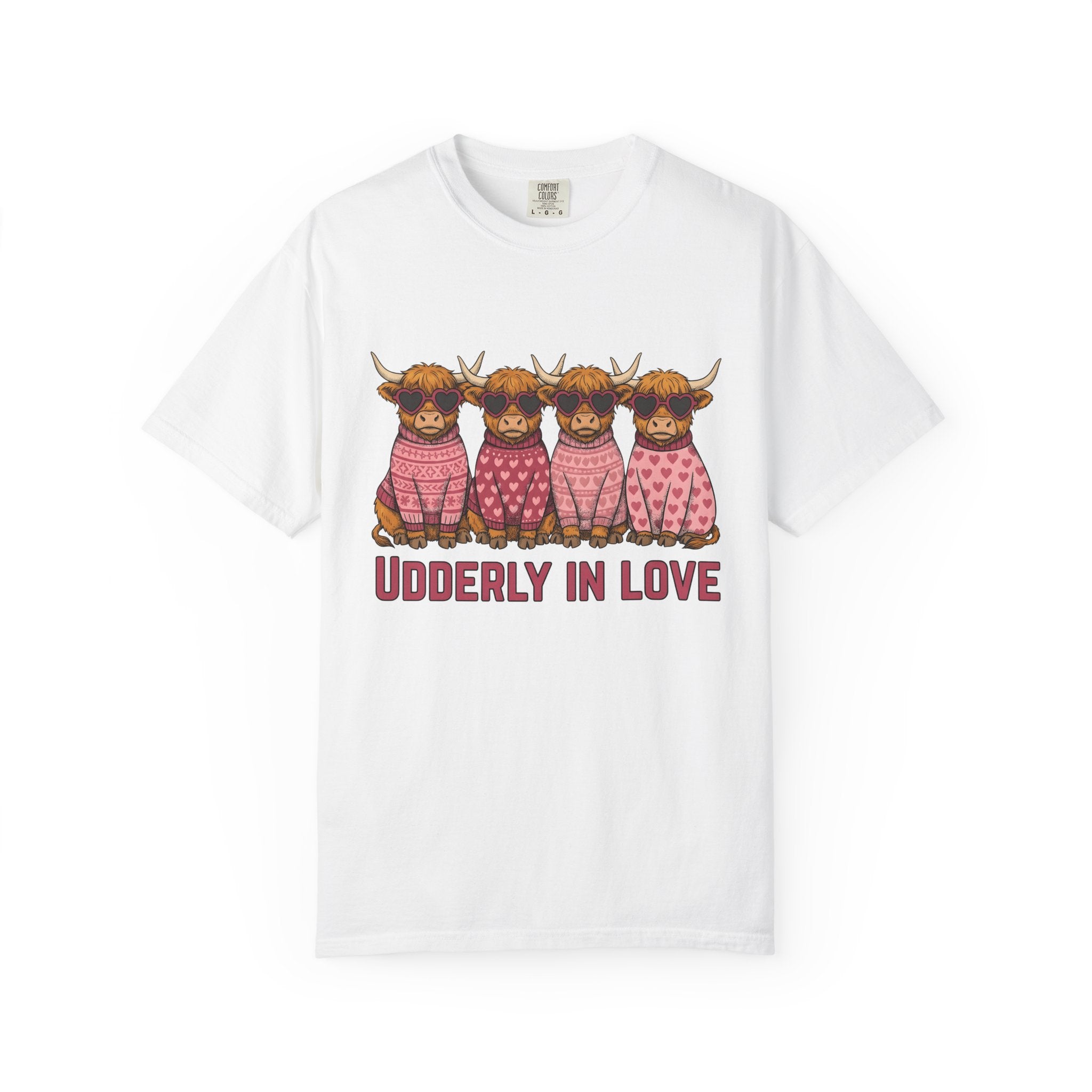 Highland Cattle Shirt St. Valentine's Day Pets Gift Women Cartoon Style Tee Cow T-Shirt Valentine Fan Cartoony Tshirt Animal Graphic