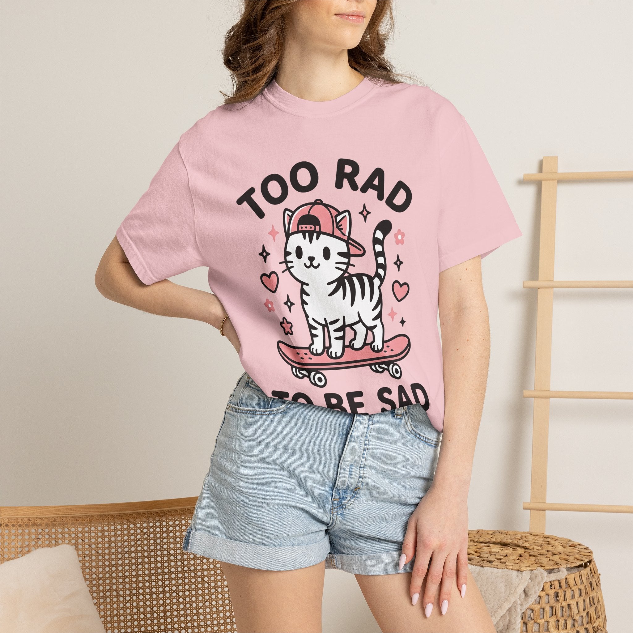 Cat Skateboard Shirt Cat Joke Gift Women Cute Tee Kitten T-Shirt Feline Fan Kitty Tshirt Humor Graphic Comic Heart Tshirt