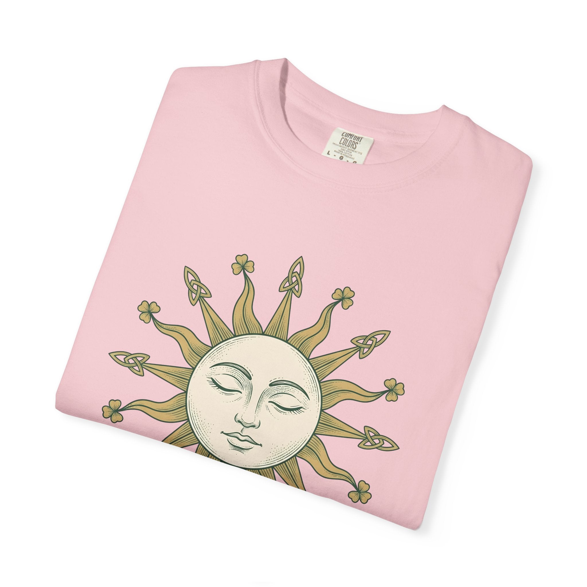 Sun Face Shirt St Patrick's Day Celestial Gift Women Boho Tee Sun T-Shirt Shamrock Fan Galaxy Graphic Tshirt Vintage Shamrock Tshirt