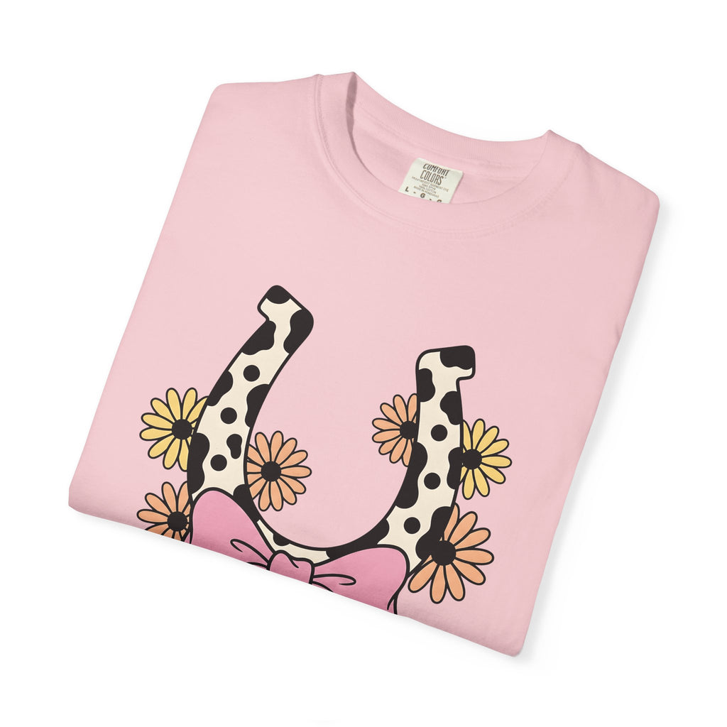 Dairy Print Horseshoe Shirt Cowgirl Ranch Gift Women Gypsy Tee Horseshoe Print T-Shirt Cowgirl Fan Bohemian Tshirt Farmhouse Graphic Classic