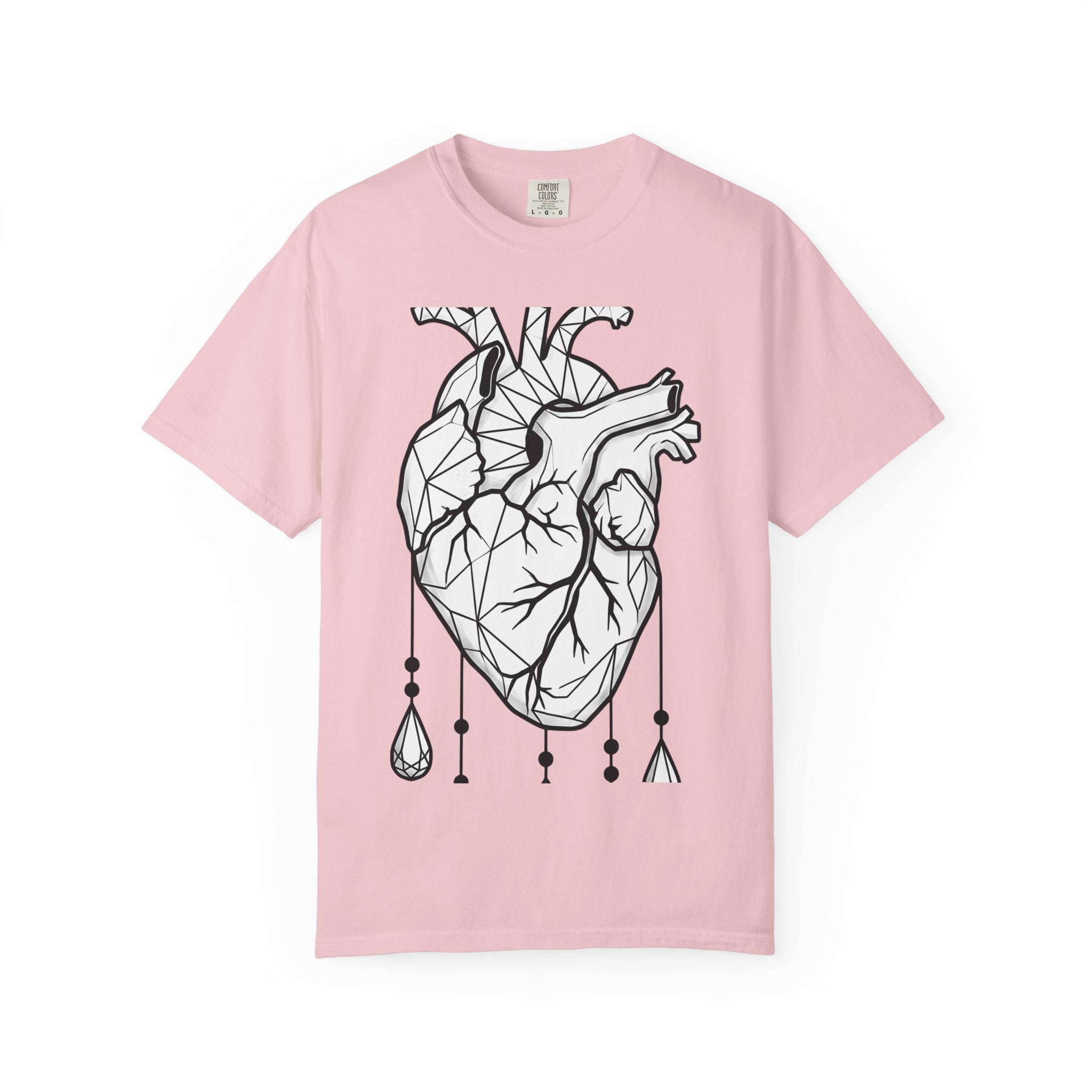 Angular Heart Shirt Boho Chic Ink Gift Women Sketch Tee Heart T-Shirt Bohemian Fan Doodle Tshirt Tattoo Graphic Graphic Stones Tshirt