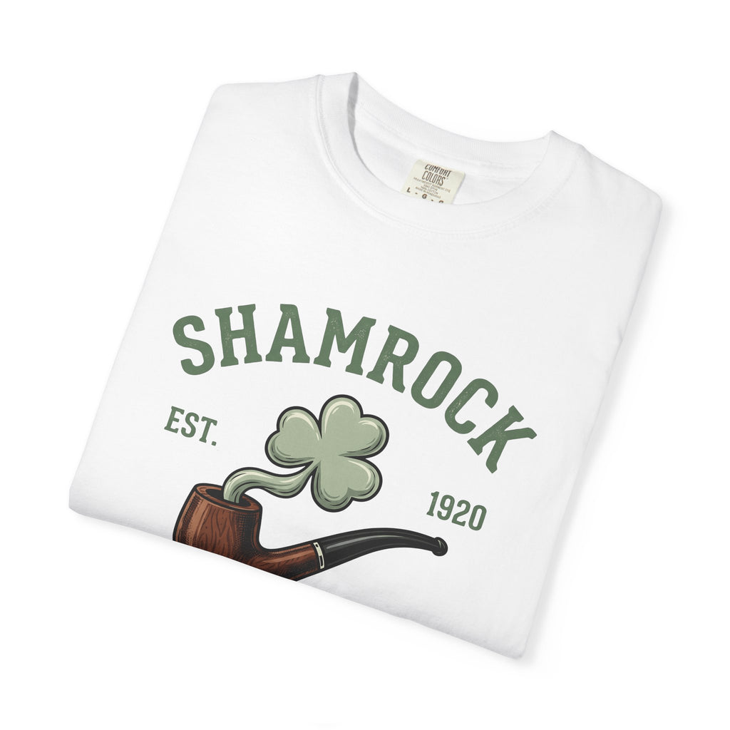 Shamrock Pipe Shirt St Patrick's Day Irish Gift Women Vintage Tee Weed Pipe T-Shirt St Patricks Fan Distressed Tshirt Celtic Graphic Retro