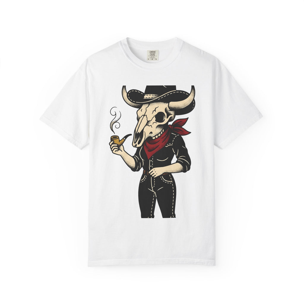 Skull Cowboy Shirt Cowgirl Country Gift Women Line Art Tee Sugar Skull T-Shirt Rodeo Fan Tattoo Graphic Tshirt Old School Neckerchief Tshirt