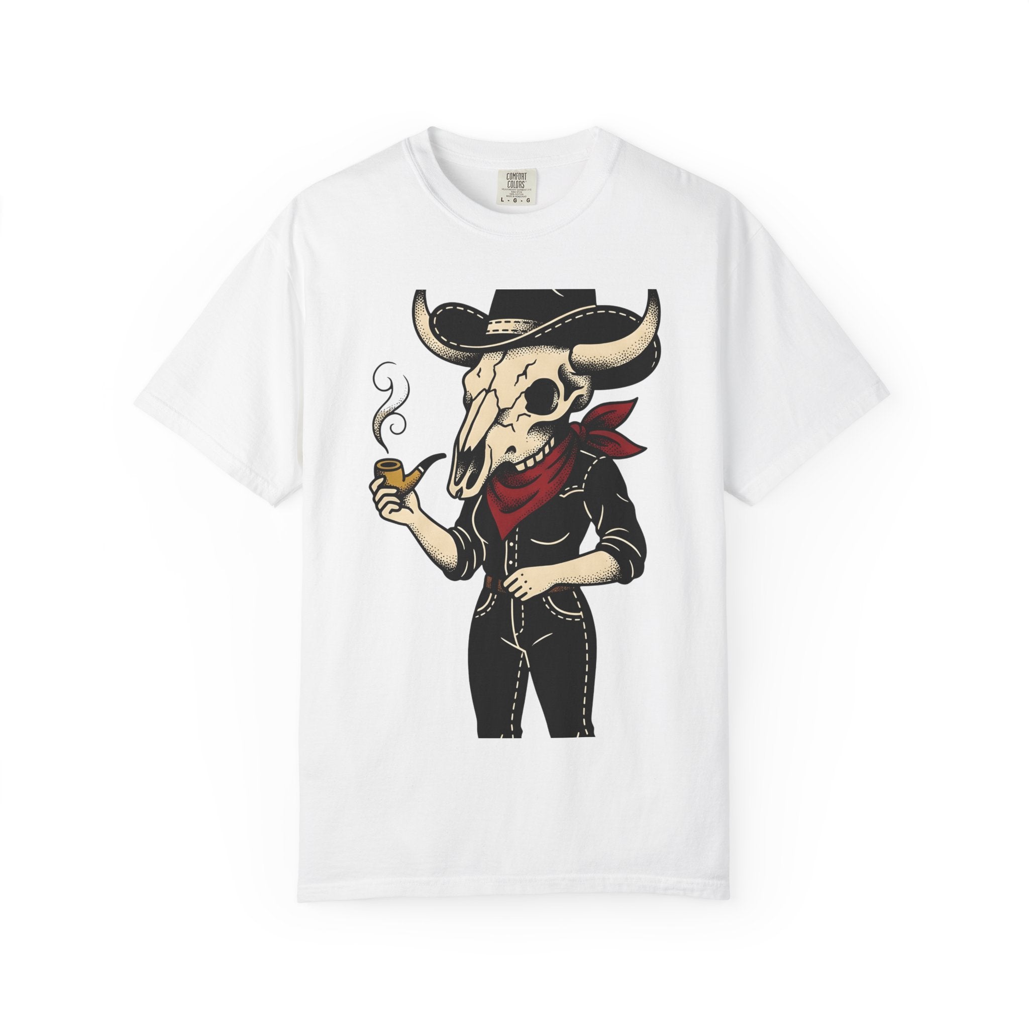 Skull Cowboy Shirt Cowgirl Country Gift Women Line Art Tee Sugar Skull T-Shirt Rodeo Fan Tattoo Graphic Tshirt Old School Neckerchief Tshirt