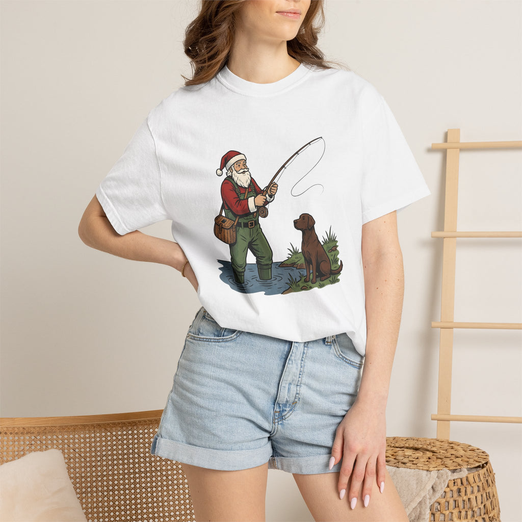 Holiday Fisherman Shirt Christmas Hobby Gift Women Sketch Tee Fisherman T-Shirt Christmas Fan Fisherman Tshirt Pastime Graphic Cartoon Pet