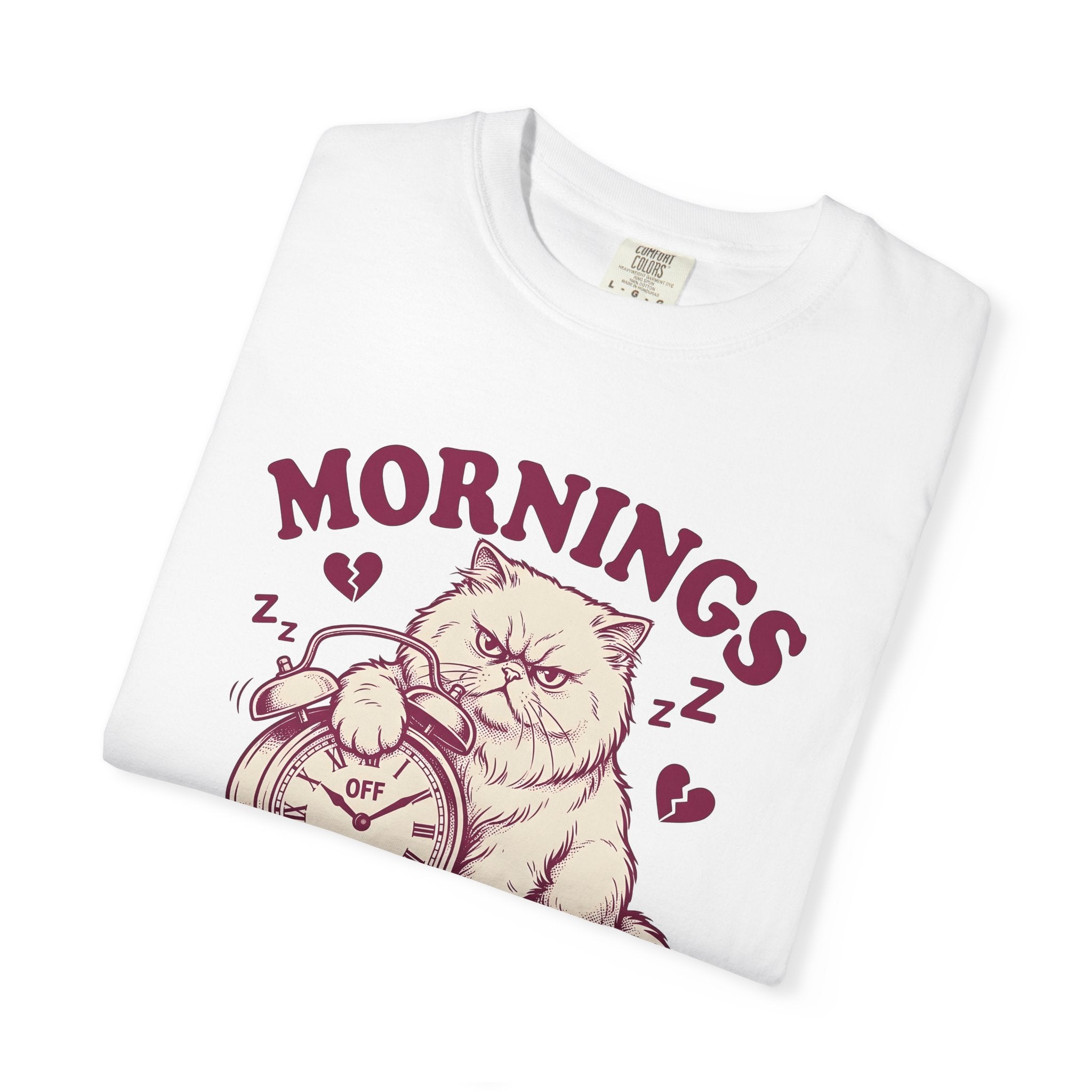 Grumpy Cat Shirt Cat Humor Gift Women Vintage Tee Kitty T-Shirt Feline Fan Retro Tshirt Funny Graphic Hand Drawn Alarm Clock Tshirt