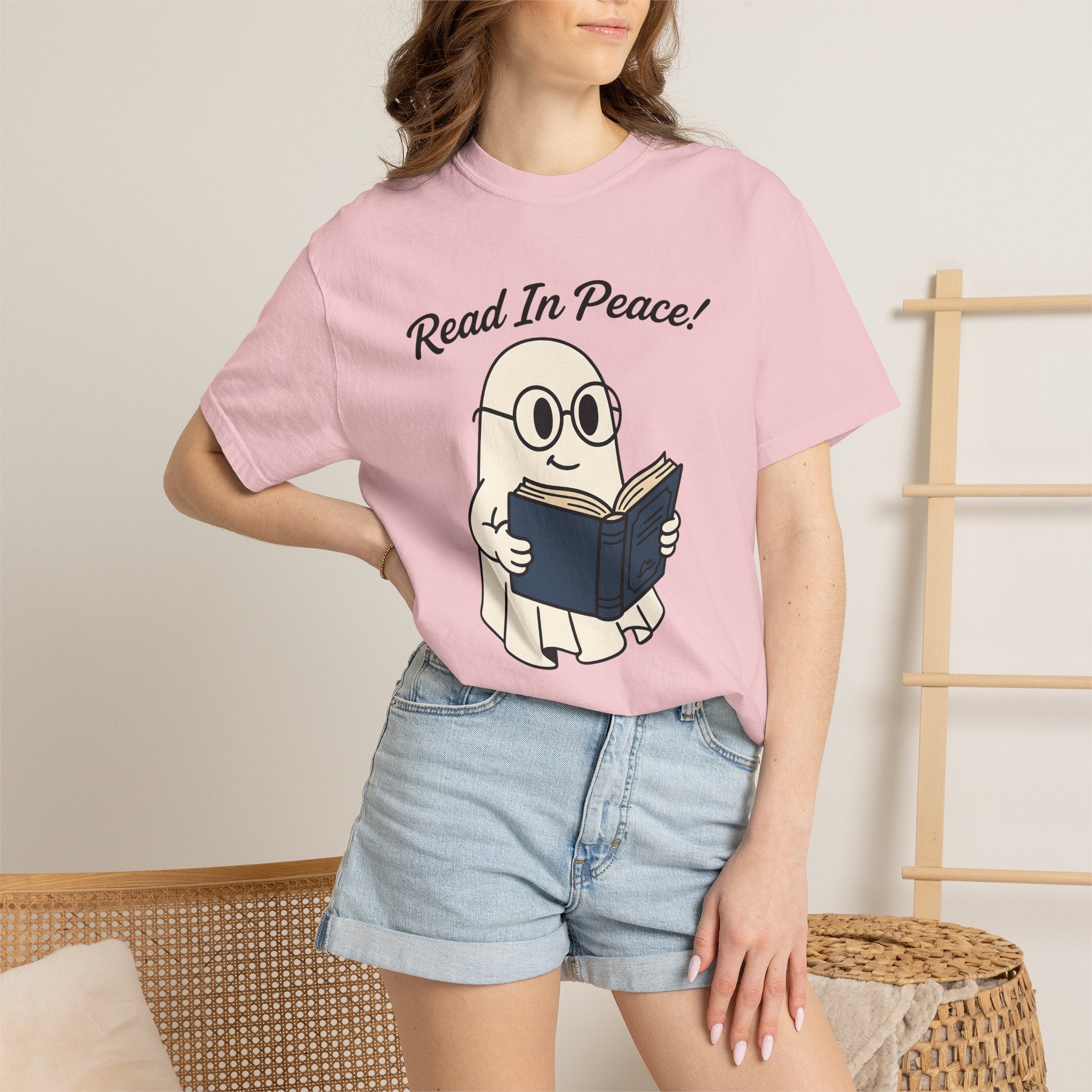 Haunted Book Shirt Funny Literature Gift Women Doodle Tee Spooky Book T-Shirt Humor Fan Creepy Story Graphic Tshirt Hand Drawn Eyeglasses