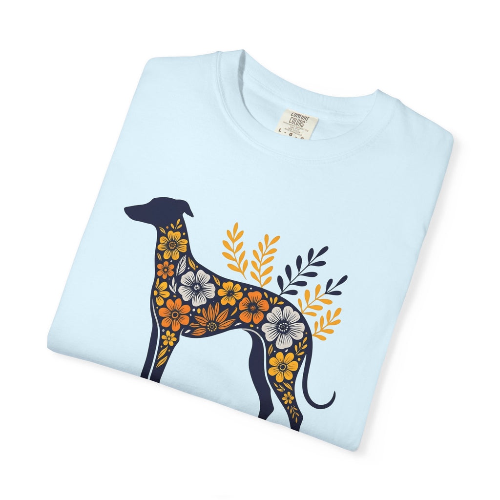 Greyhound Puppy Shirt Dog Wilderness Gift Women Flower Tee Whippet T-Shirt Dog Fan Floral Tshirt Nature Graphic Clean Bloom Tshirt