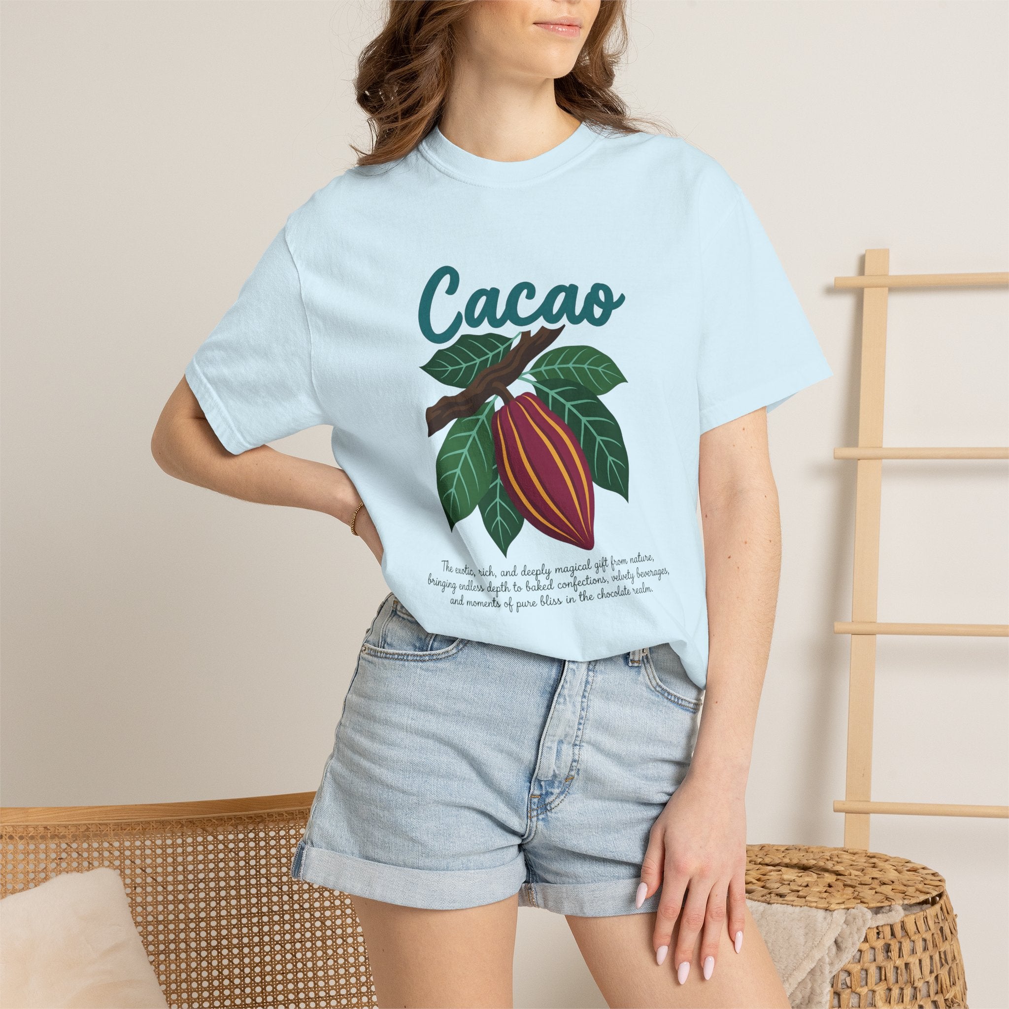 Cacao Fruit Shirt Desserts Confectionery Gift Women Flower Tee Cocoa T-Shirt Pastry Fan Floral Tshirt Candy Graphic Antiqued Leaf Tshirt