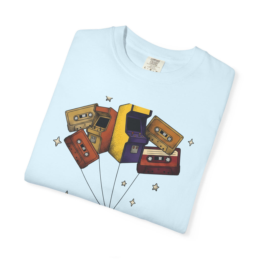 Robot Balloons Shirt Retro Audio Gift Women Hand Drawn Tee Balloon Robots T-Shirt Vintage Fan Illustrated Tshirt Sound Graphic Sketch Gaming