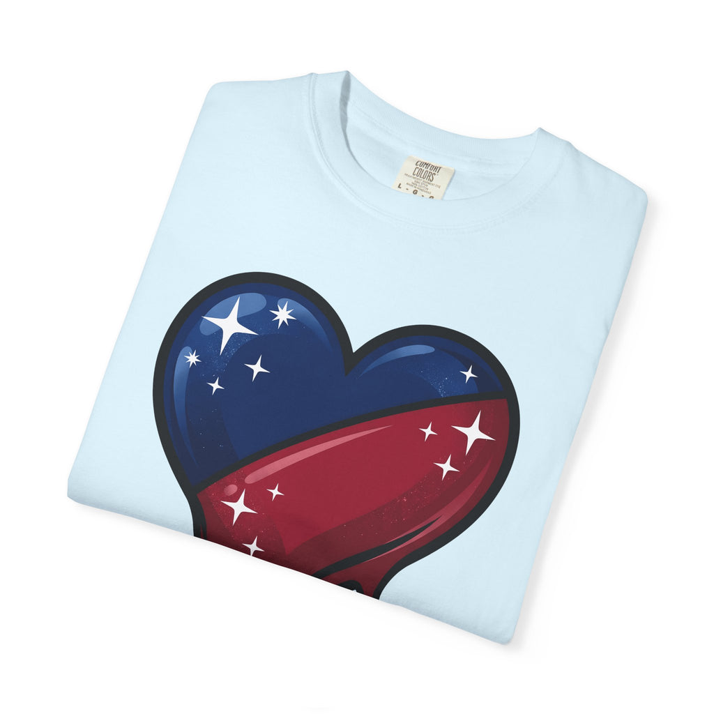 Patriotic Heart Shirt 4th Of July Patriotic Gift Women Bold Graphic Tee Heart T-Shirt Independence Day Enthusiast Graphic Tshirt American