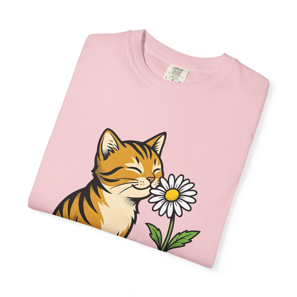 Tabby Cat Shirt Cat Floral Gift Women Cartoon Tee Kitty T-Shirt Cat Fan Feline Tshirt Botanical Graphic Vintage Daisy Flower Tshirt