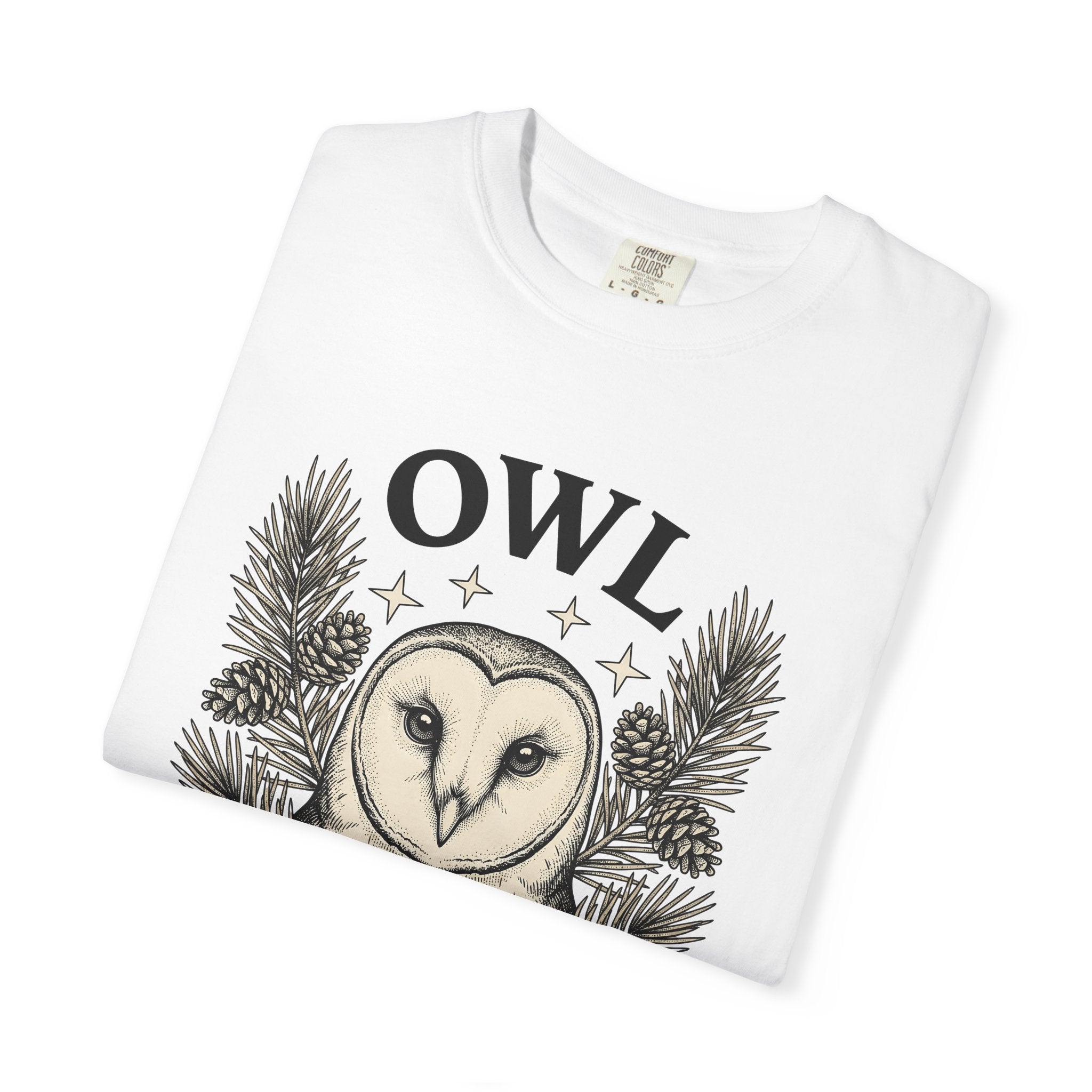 Barn Owl Shirt Cottagecore Nature Gift Women Antique Tee Owl T-Shirt Rustic Fan Vintage Tshirt Wilderness Graphic Doodle Pinecone Tshirt
