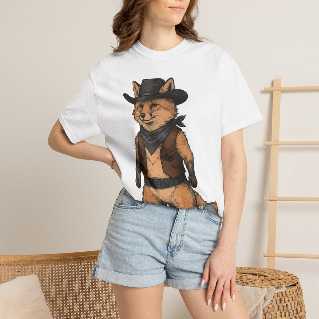 Prairie Fox Shirt Cowgirl Critters Gift Women Farmhouse Tee Fox T-Shirt Cowgirl Fan Rustic Tshirt Animal Graphic Outline Kerchief Tshirt