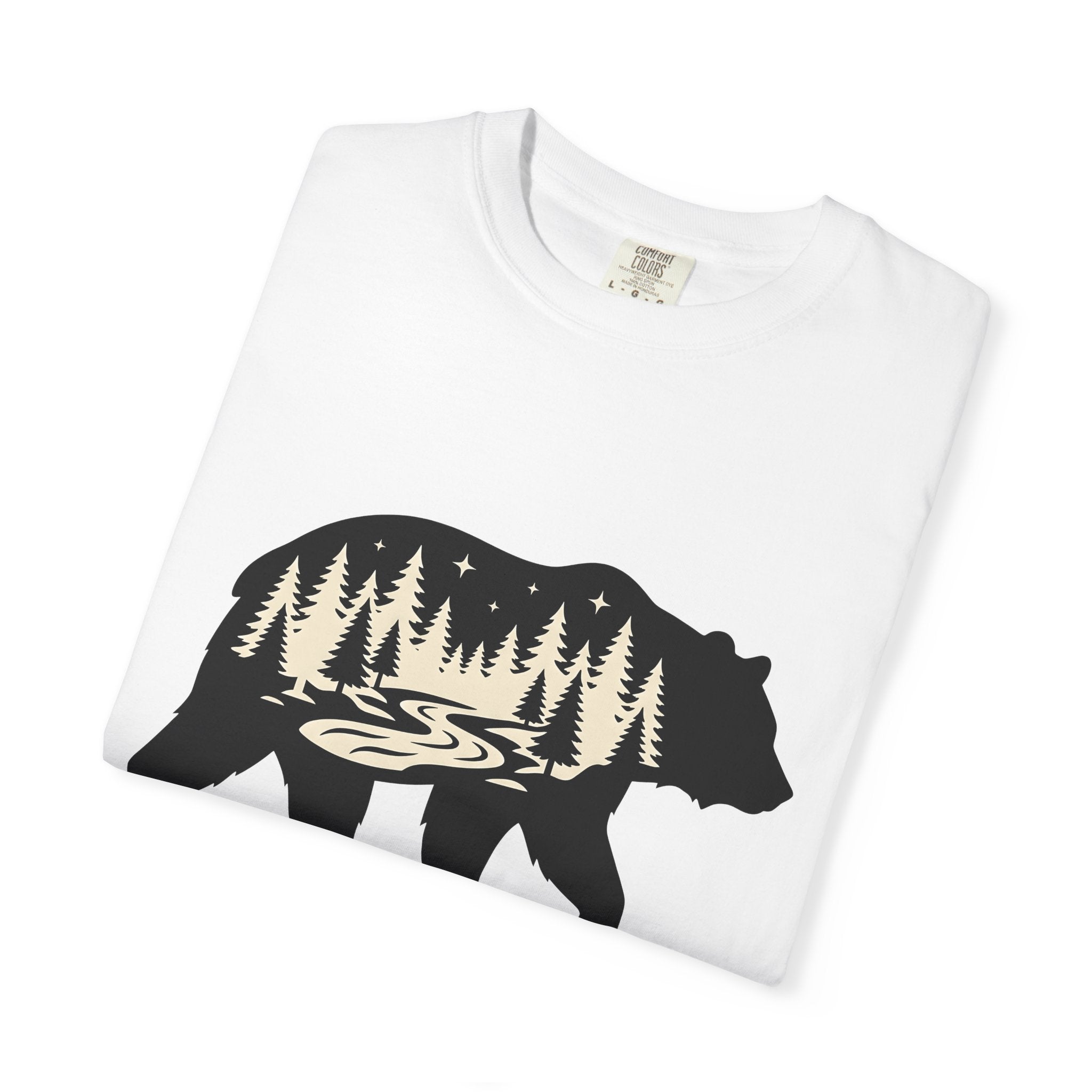 Bear Forest Shirt Cottagecore Woodland Gift Women Minimalist Tee Bear T-Shirt Rustic Fan Simple Tshirt Forest Graphic Nature Pine Trees