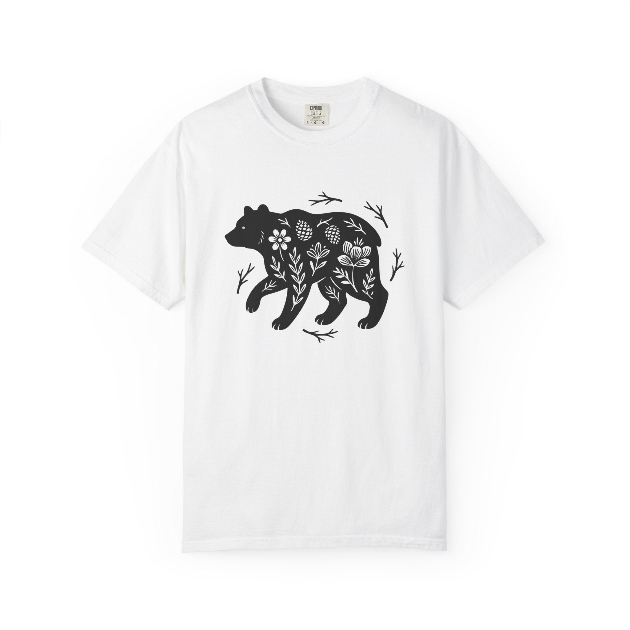 Bear Bloom Shirt Cottagecore Wilderness Gift Women Modern Tee Bear T-Shirt Cottage Decor Fan Abstract Tshirt Wilderness Graphic Doodle