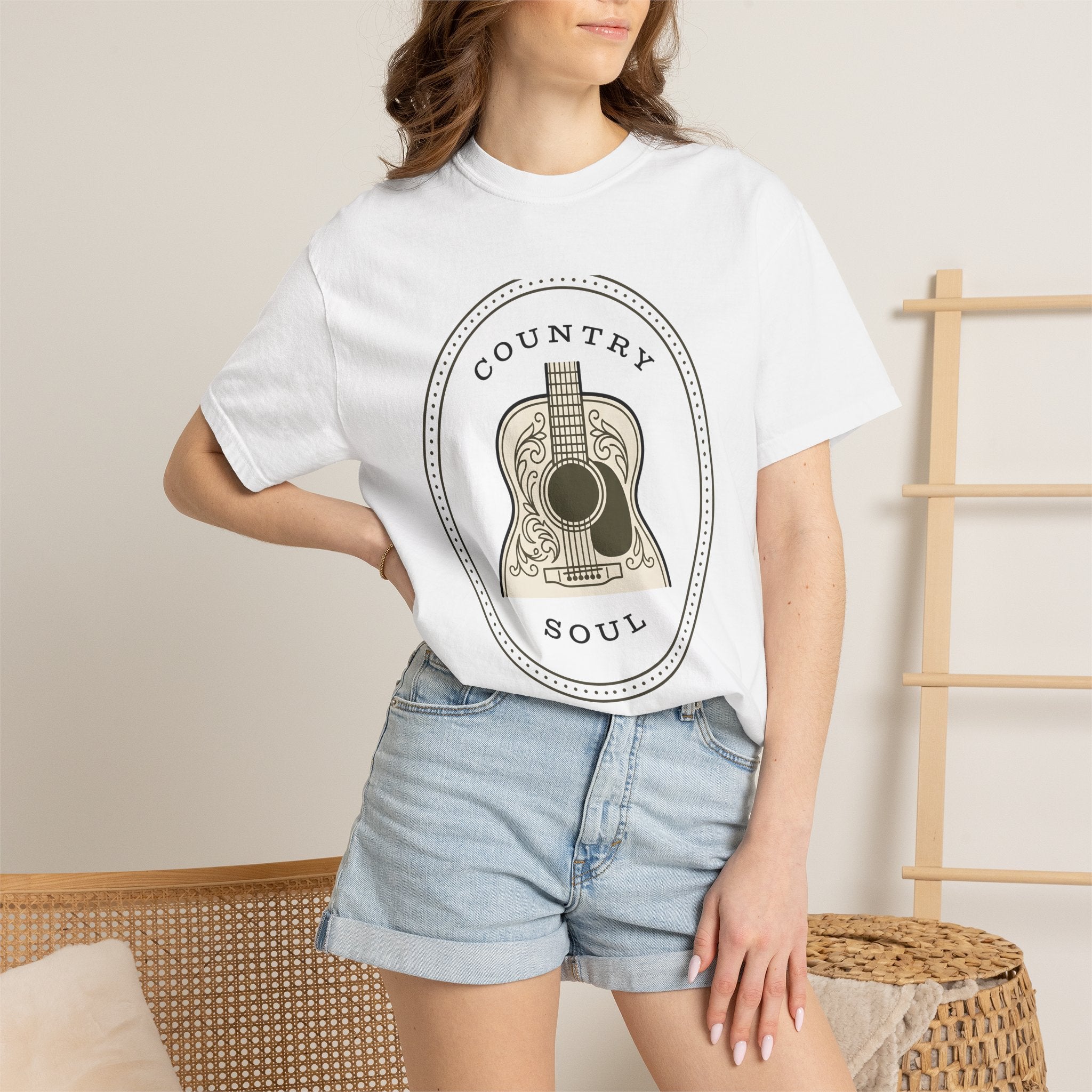 Acoustic Guitar Shirt Cowgirl Sound Gift Women Hippie Tee Guitar T-Shirt Cowboy Fan Bohemian Tshirt Audio Graphic Classic Floral Print