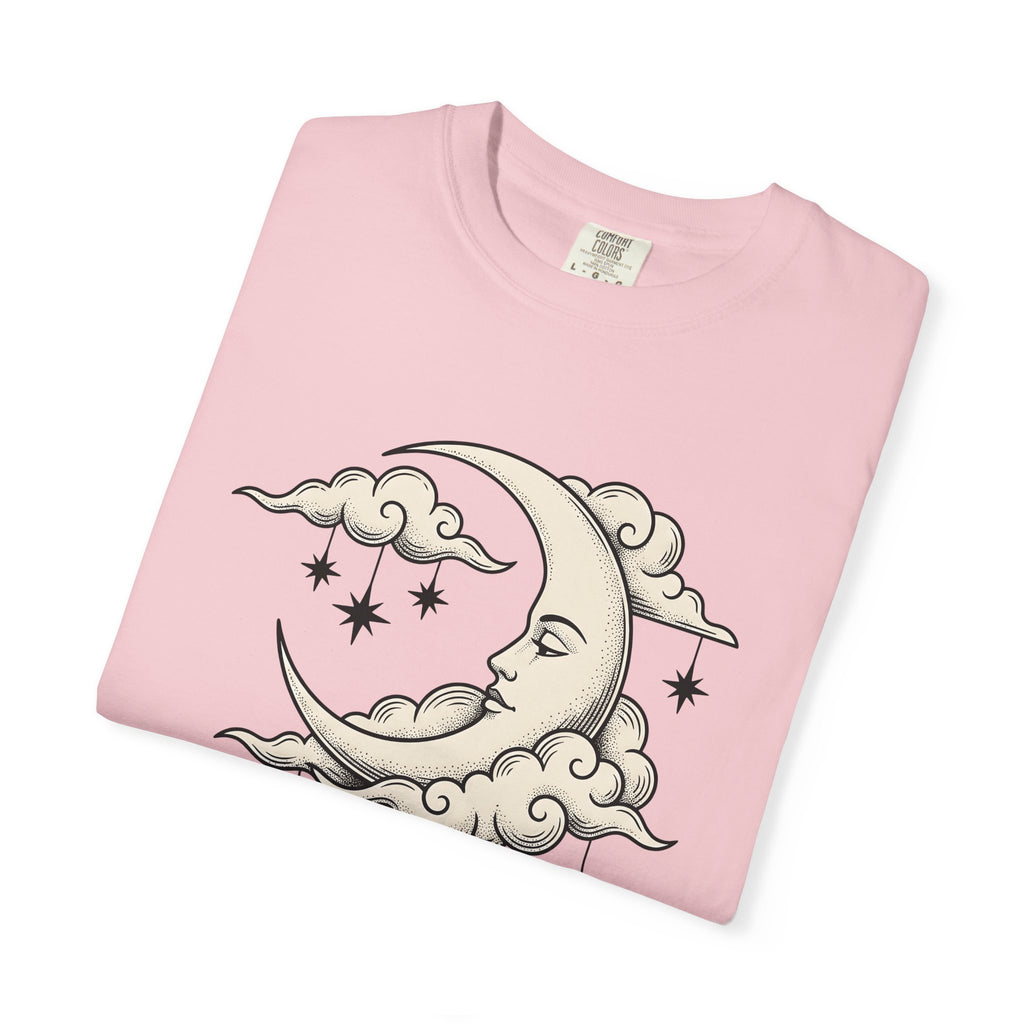 Moon Face Shirt Boho Chic Constellations Gift Women Starry Tee Lunar T-Shirt Bohemian Fan Celestial Graphic Tshirt Sketch Shining Stars