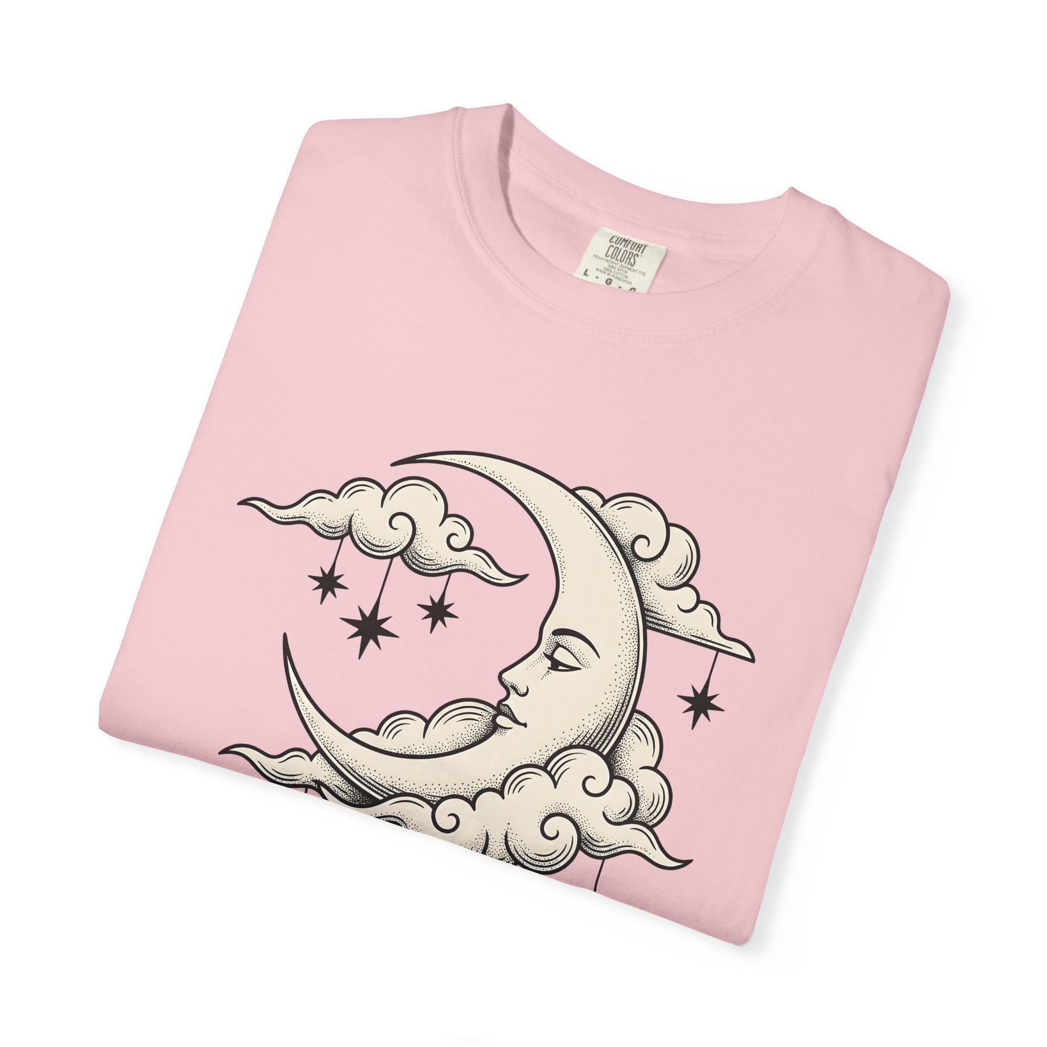 Moon Face Shirt Boho Chic Constellations Gift Women Starry Tee Lunar T-Shirt Bohemian Fan Celestial Graphic Tshirt Sketch Shining Stars