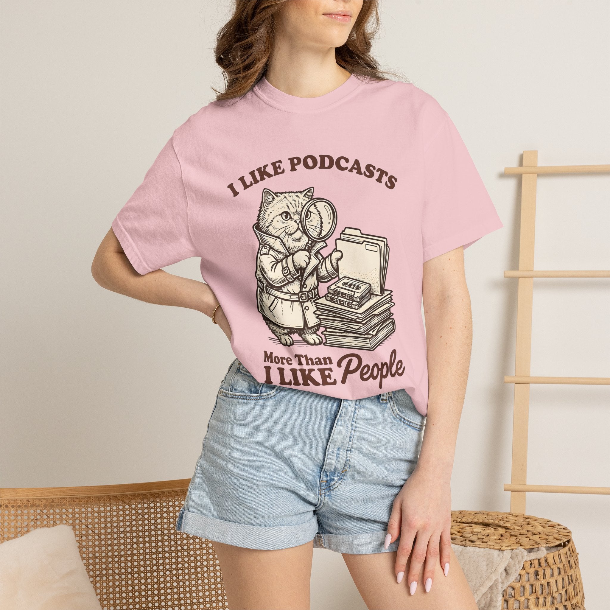 Private Eye Cat Shirt Cat Comedy Gift Women Retro Tee Detective Cat T-Shirt Cat Fan Vintage Tshirt Humor Graphic Sketch Loupe Tshirt