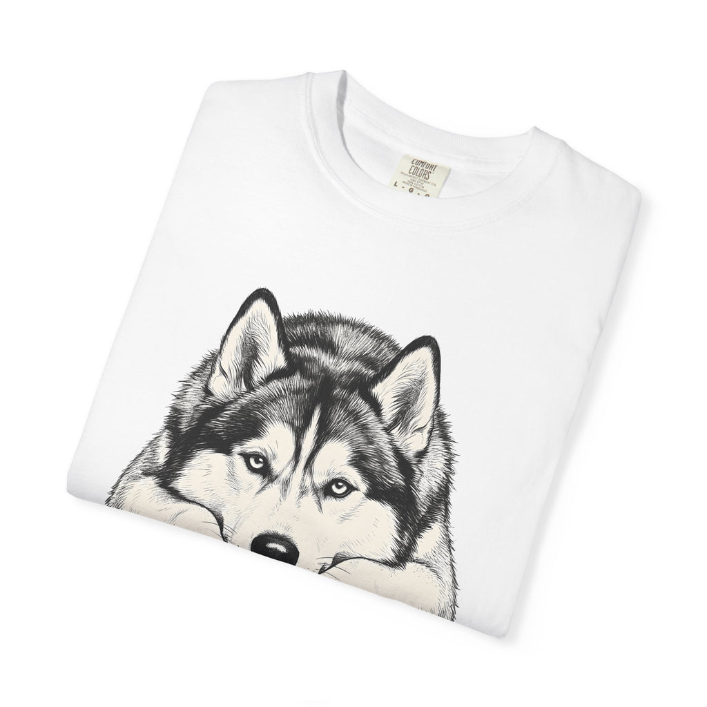 Husky Dog Shirt Dog Pet Gift Women Hand Drawn Tee Siberian Husky T-Shirt Dog Owner Fan Alaskan Malamute Tshirt Pet Graphic Minimalist Animal