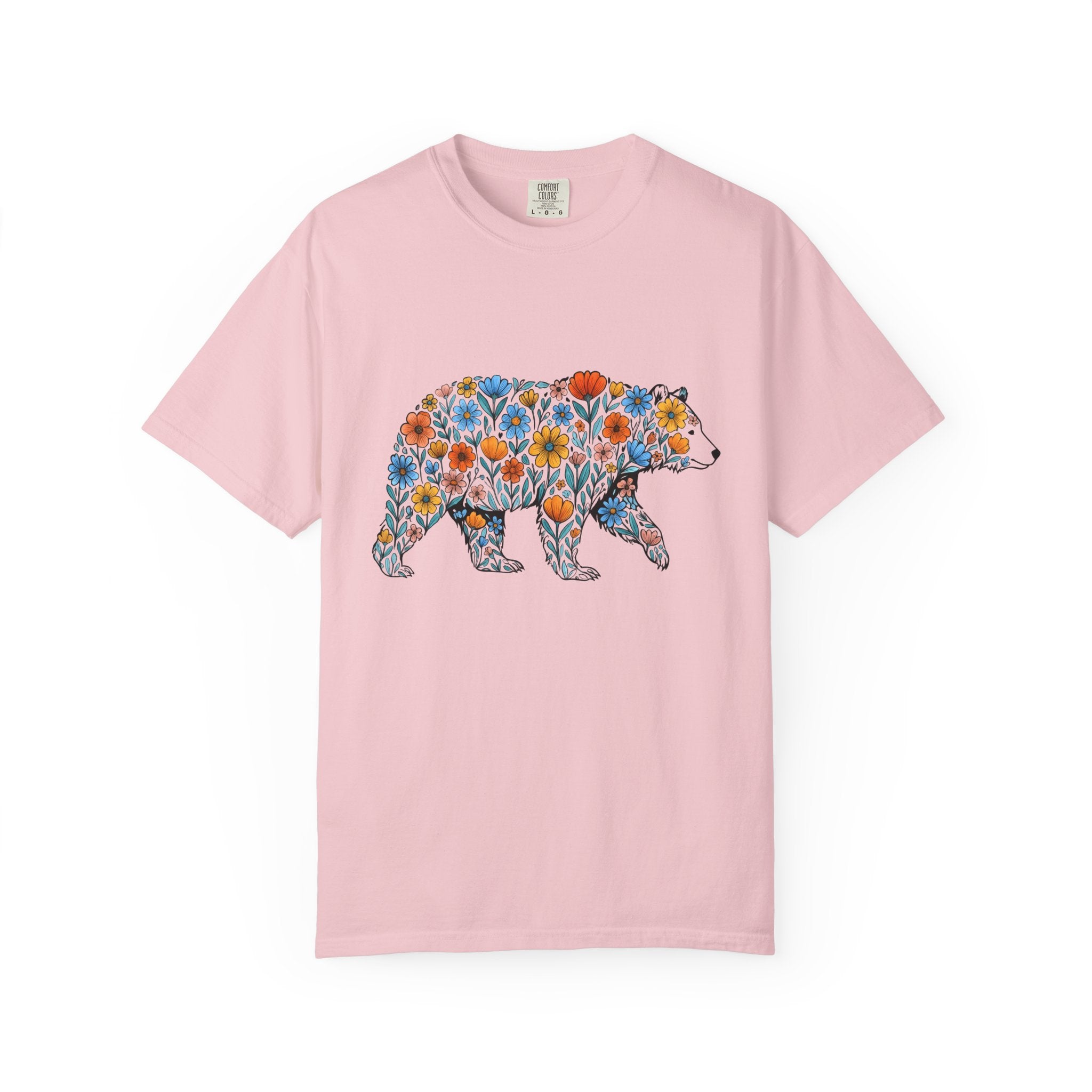 Blossom Bear Shirt Cottagecore Wilderness Gift Women Tribal Tee Teddy Bear T-Shirt Cottagecore Fan Tribal Art Tshirt Wild Graphic Doodle