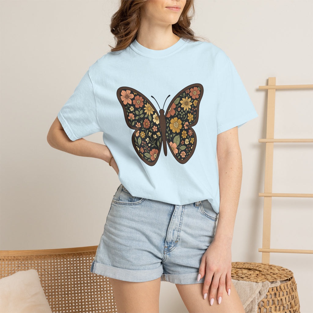 Butterfly Bloom Shirt Boho Chic Wildlife Gift Women Tribal Tee Butterfly T-Shirt Bohemian Fan Tribal Tshirt Wildlife Graphic Shabby Chic
