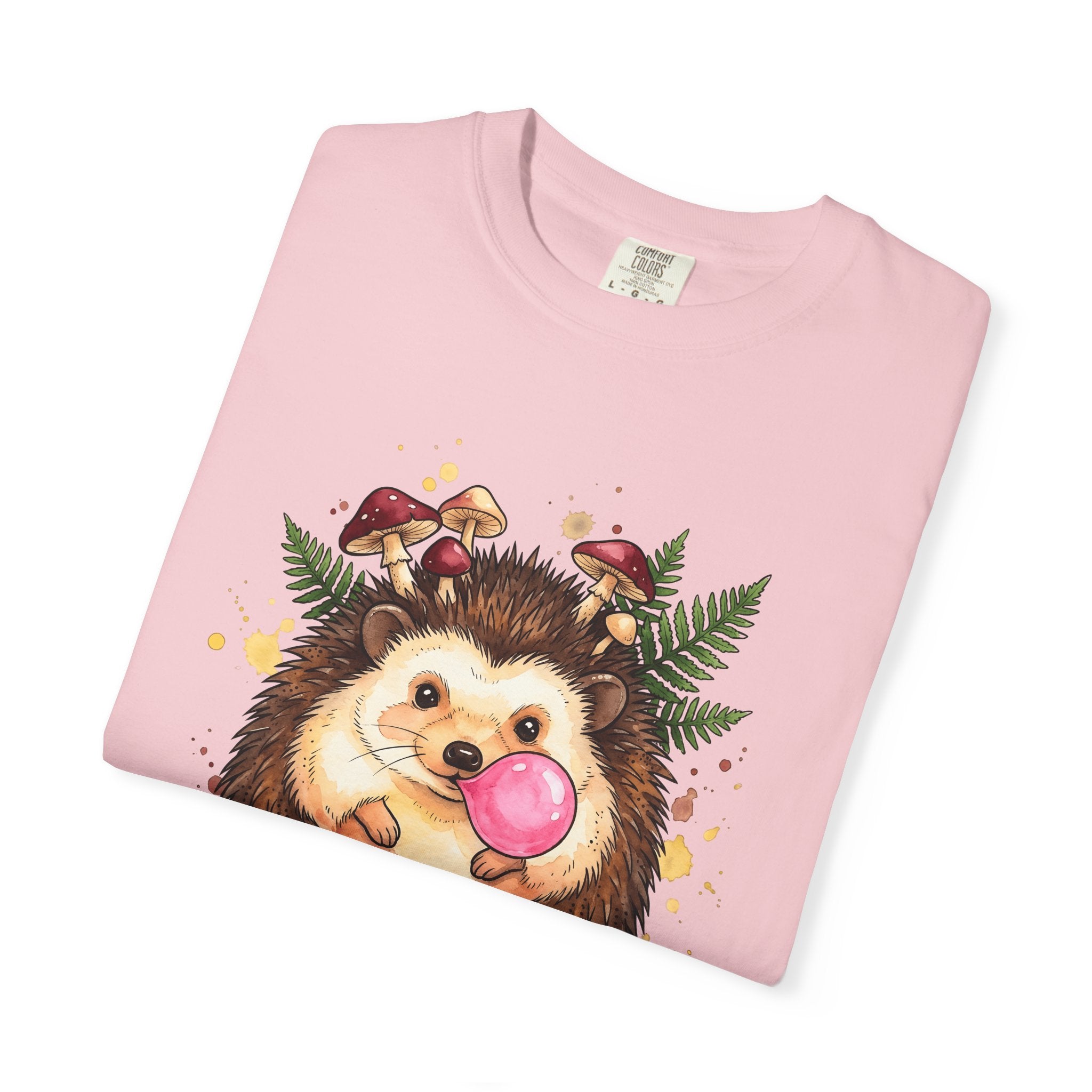 Hedgehog Art Shirt Animals Vintage Gift Women Paint Tee Porcupine T-Shirt Wildlife Enthusiast Painter Tshirt Retro Graphic Line Art Fungus