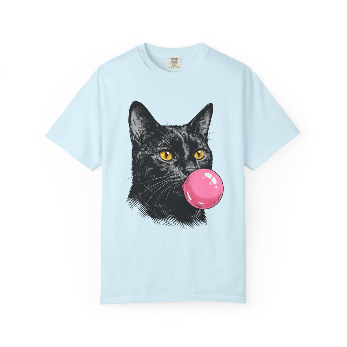 Dark Cat Shirt Cat Funny Gift Women Pop Art Tee Black Cat T-Shirt Feline Fan Cat Graphic Retro Illustration Classic Gum Bubble Tshirt