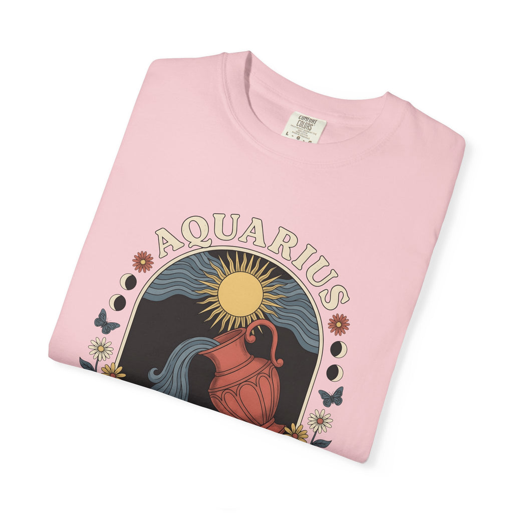 Aquarius Symbol Shirt Boho Chic Star Sign Gift Women Line Art Tee Water Bearer T-Shirt Bohemian Fan Minimalist Tshirt Zodiac Graphic Cartoon