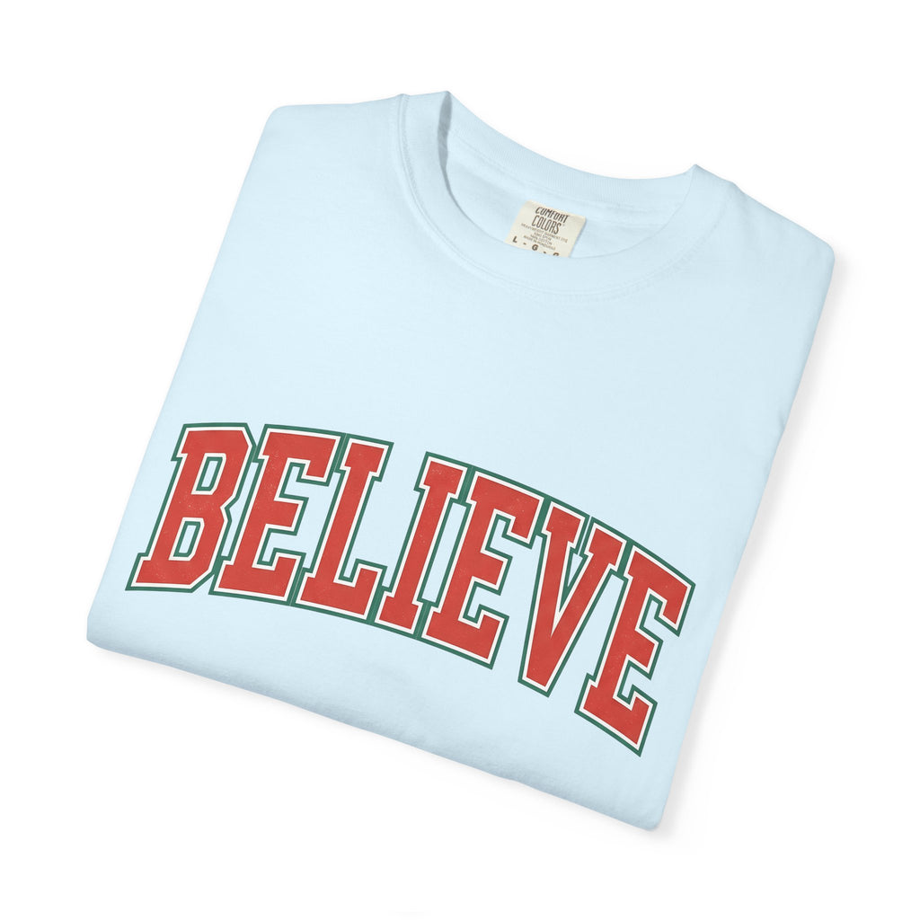 Varsity Block Text Shirt Christmas Holiday Gift Women Bold Tee Lettering T-Shirt Xmas Fan Typography Tshirt Seasonal Graphic Retro