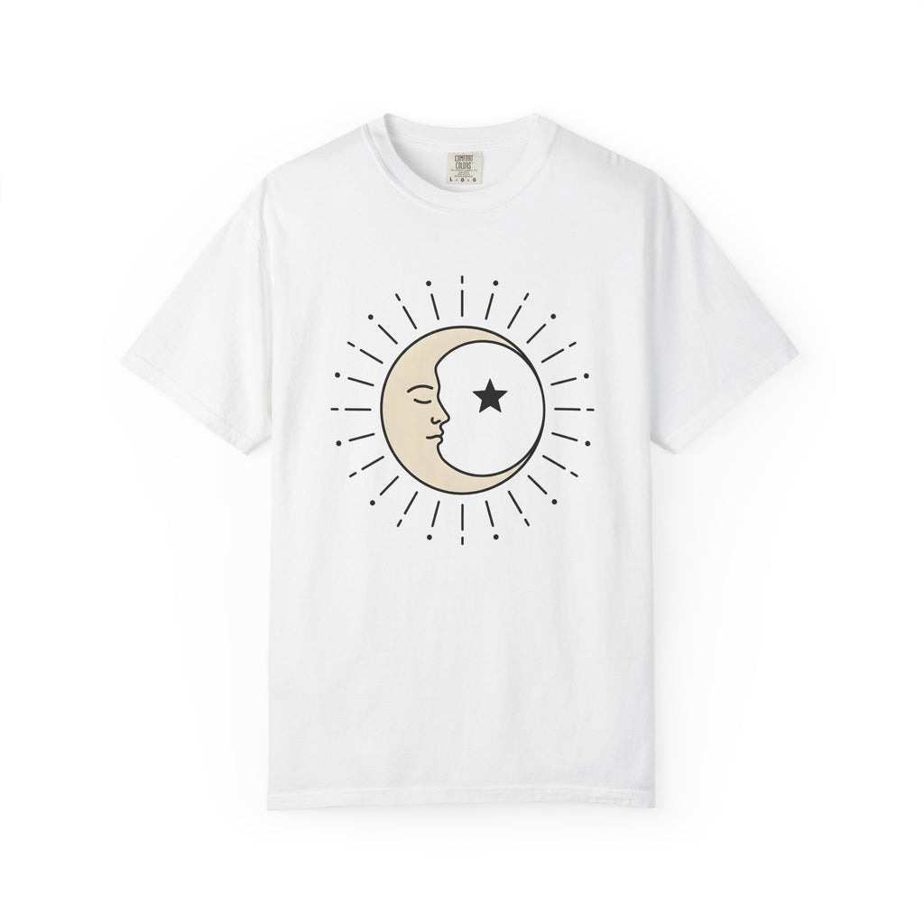 Moon Face Shirt Boho Chic Celestial Gift Women Line Art Tee Moon T-Shirt Bohemian Fan Illustrative Tshirt Galaxy Graphic Minimalist Star