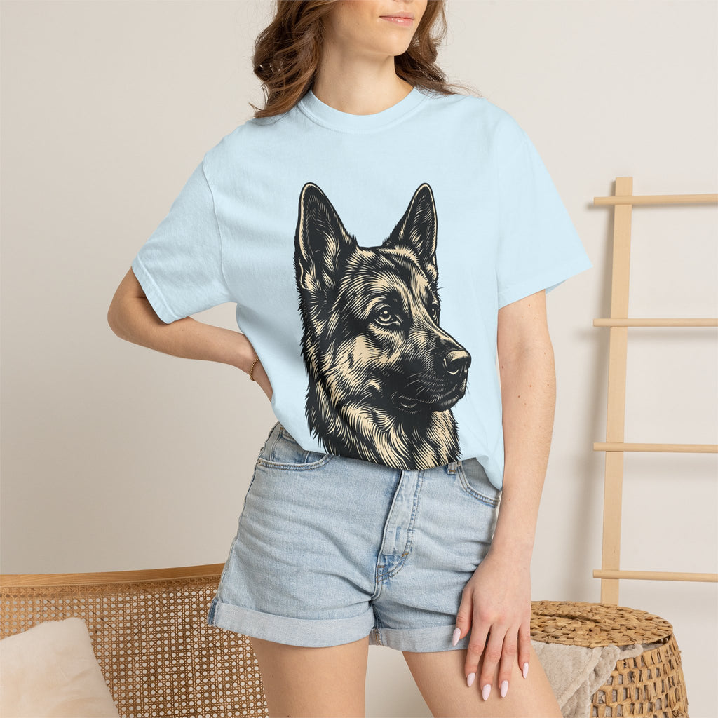 German Shepherd Shirt Dog Companion Gift Women Outline Tee Shepherd Dog T-Shirt Dog Fan Alsatian Graphic Tshirt Drawing Dog Profile Tshirt
