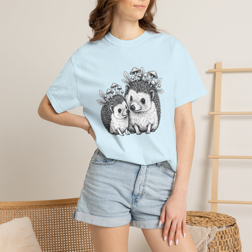 Hedgehog Clan Shirt Animals Environment Gift Women Cartoon Tee Porcupine T-Shirt Wildlife Fan Quirky Tshirt Eco Graphic Rustic Woodland