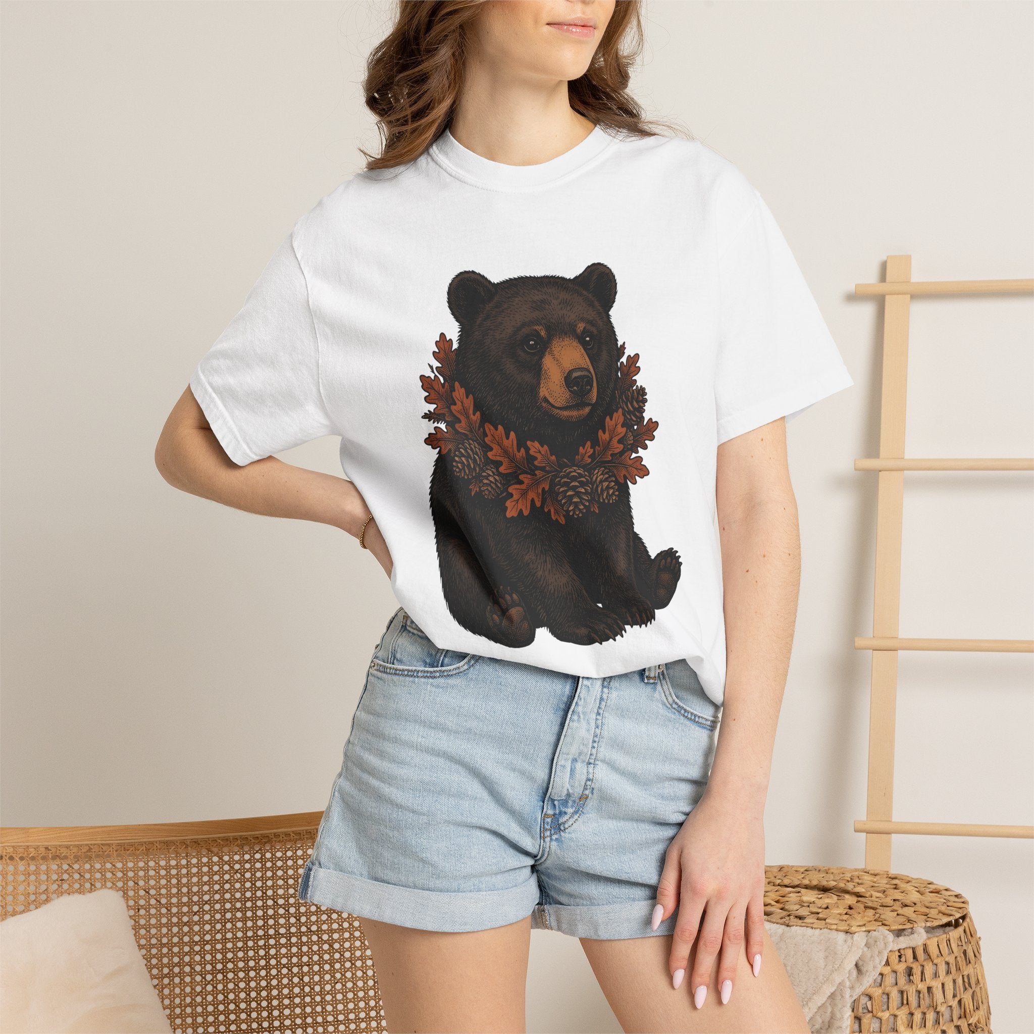 Baby Bear Shirt Animals Forest Gift Women Sketch Tee Cub T-Shirt Wildlife Fan Bear Drawing Woods Graphic Classic Cone Tshirt