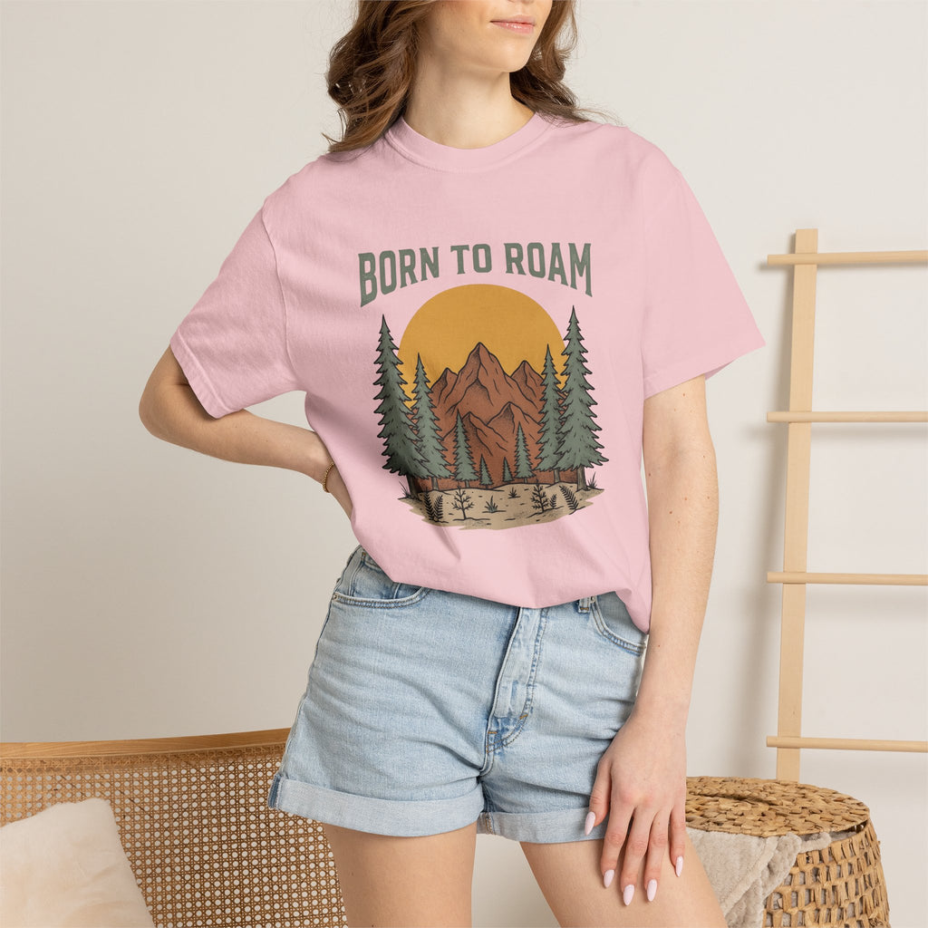 Mountain Trees Shirt Adventure Trekking Gift Women Retro Tee Forest T-Shirt Explorer Enthusiast Vintage Tshirt Hiking Graphic Sketch Bright