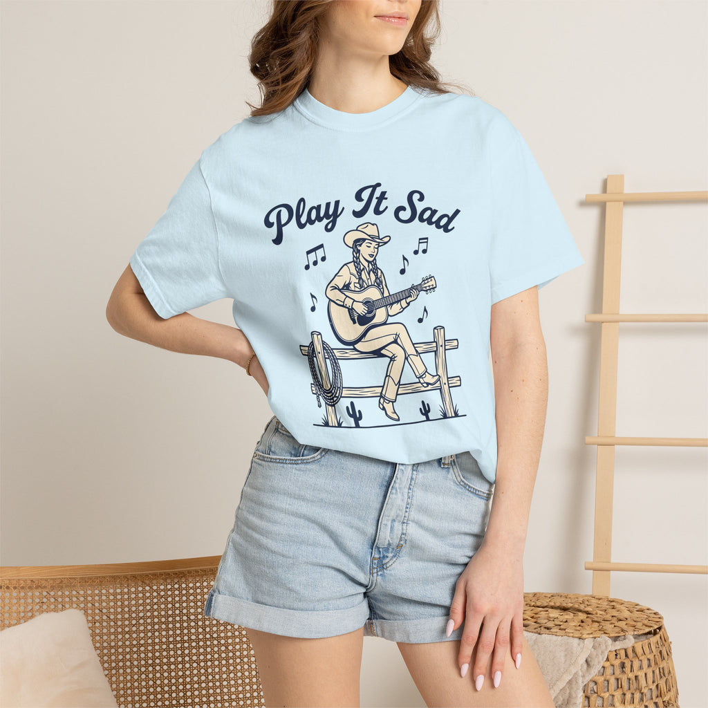 Cowgirl Guitar Shirt Cowgirl Rustic Gift Women Line Drawing Tee Guitar T-Shirt Cowboy Fan Illustrated Tshirt Country Graphic Retro Musical