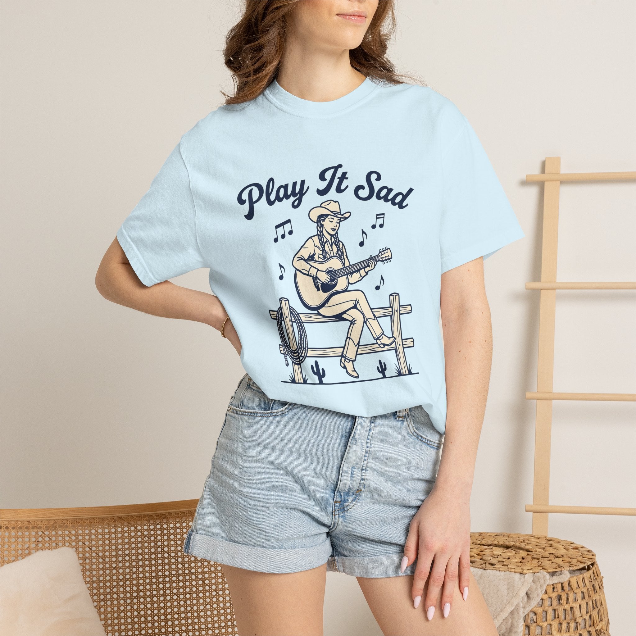Cowgirl Guitar Shirt Cowgirl Rustic Gift Women Line Drawing Tee Guitar T-Shirt Cowboy Fan Illustrated Tshirt Country Graphic Retro Musical