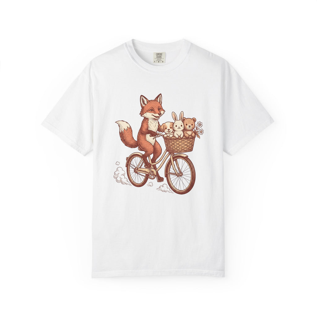Fox Cycling Shirt Cute Nature Gift Women Anime Tee Fox T-Shirt Kawaii Fan Cartoon Tshirt Wildlife Graphic Sketch Furry Friends Tshirt