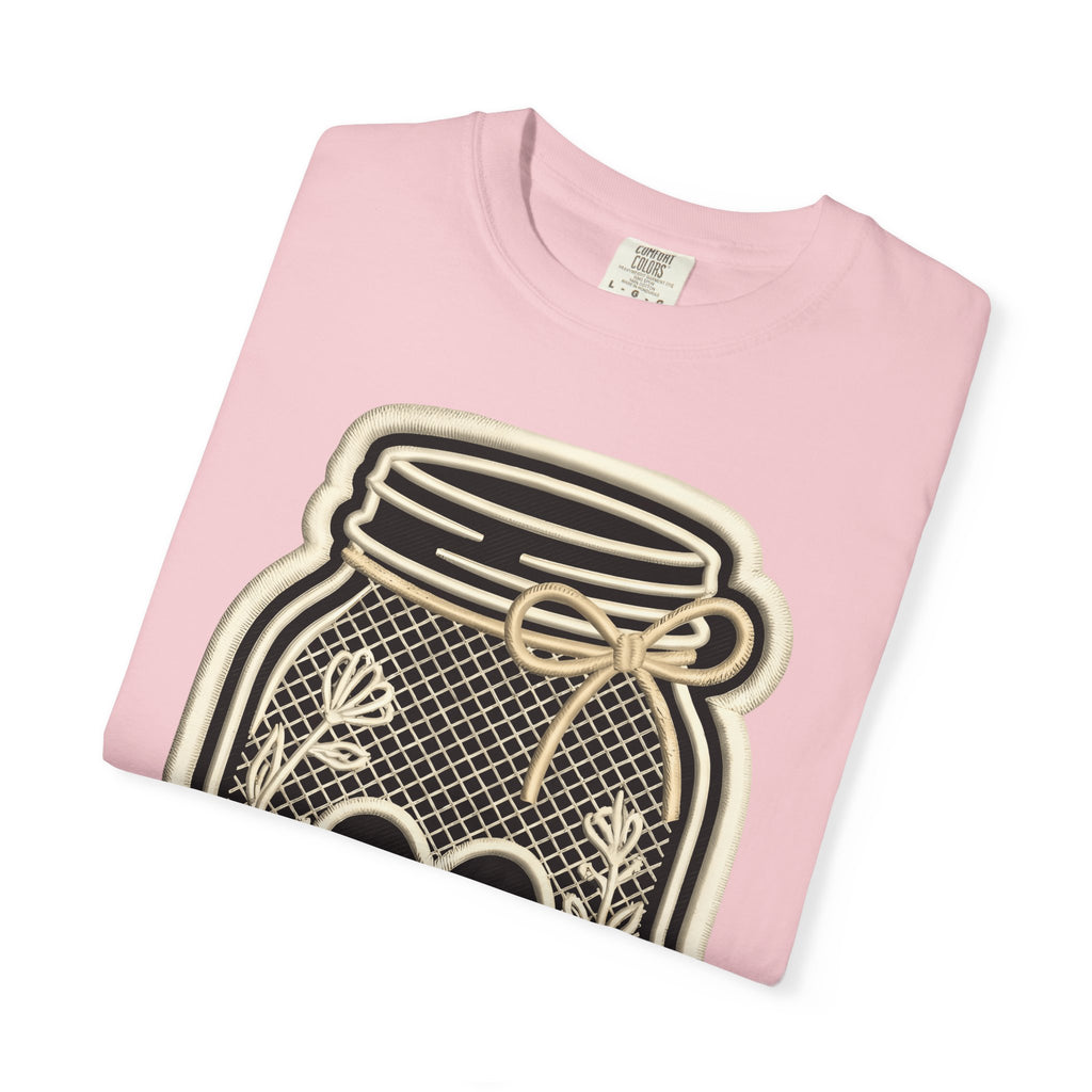 Canning Jar Heart Shirt Easter Country Gift Women Outline Tee Mason Jar T-Shirt Spring Fan Line Art Tshirt Rustic Graphic Modern Flower