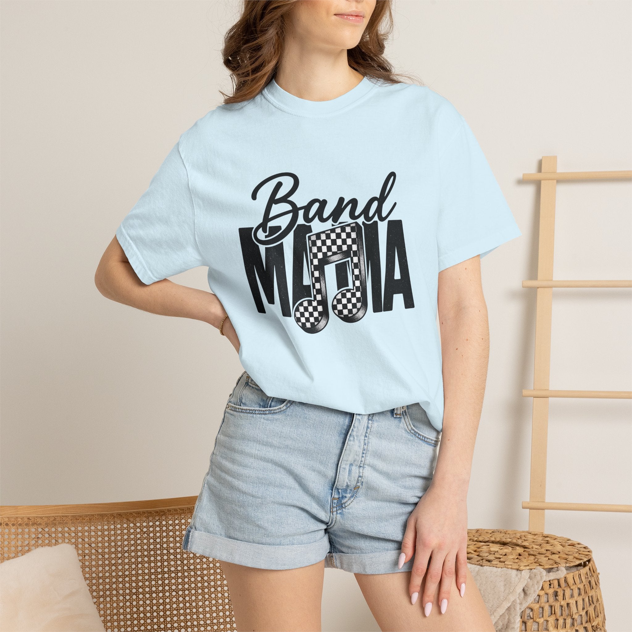 Musical Notes Shirt Band Mom Instruments Gift Women Classic Tee Music T-Shirt Band Fan Musician Tshirt Guitar Graphic Old School Chessboard