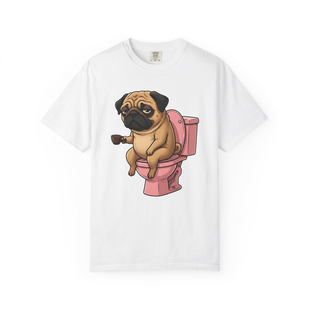 Pug Mocha Shirt Dog Satire Gift Women Animated Tee Pugs T-Shirt Dog Fan Cartoon Tshirt Parody Graphic Line Art Lavatory Tshirt