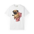 Pug Mocha Shirt Dog Satire Gift Women Animated Tee Pugs T-Shirt Dog Fan Cartoon Tshirt Parody Graphic Line Art Lavatory Tshirt