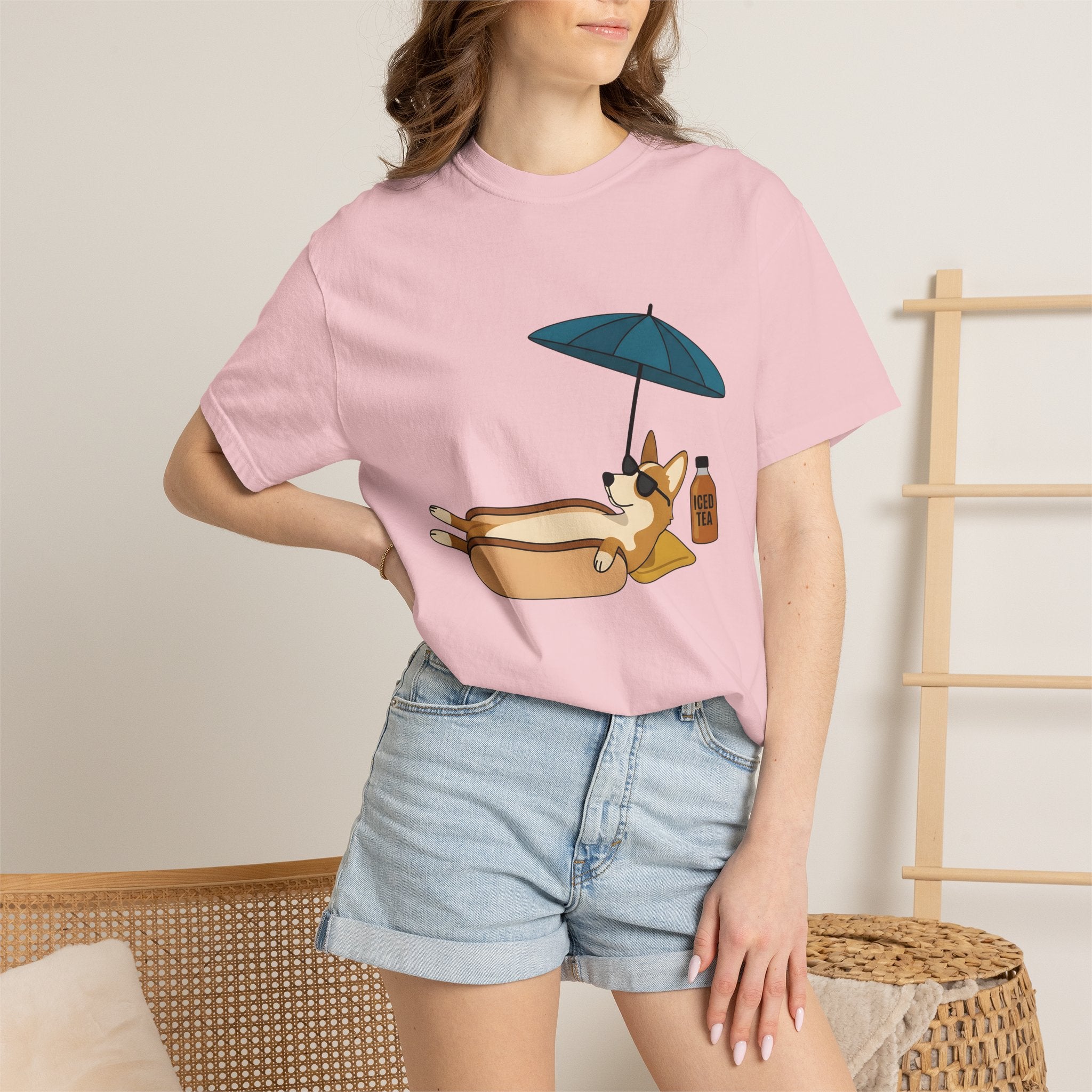 Corgi Sausage Dog Shirt Dog Holiday Gift Women Animated Tee Dachshund T-Shirt Dog Fan Cartoon Tshirt Vacation Graphic Clean Sunshade Tshirt