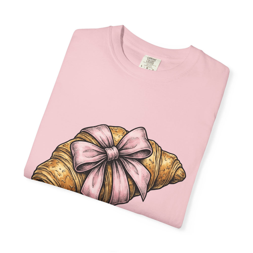 Croissant Shirt Desserts Confectionery Gift Women Line Art Tee Pastry T-Shirt Dessert Fan Minimalist Tshirt Sweet Illustration Cartoon