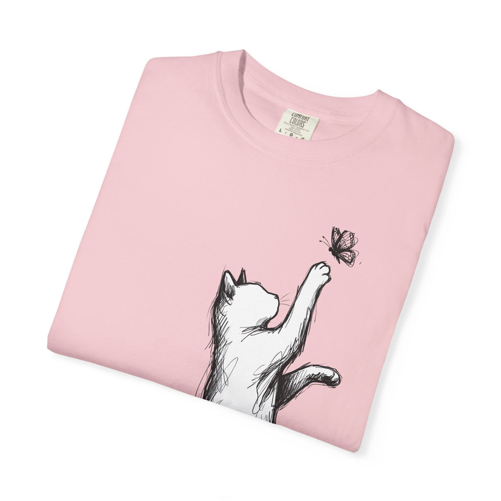 Cat Drawing Shirt Cat Wildlife Gift Women Simple Tee Kitty T-Shirt Cat Fan Feline Tshirt Wildlife Graphic Animal Doodle Bug Tshirt